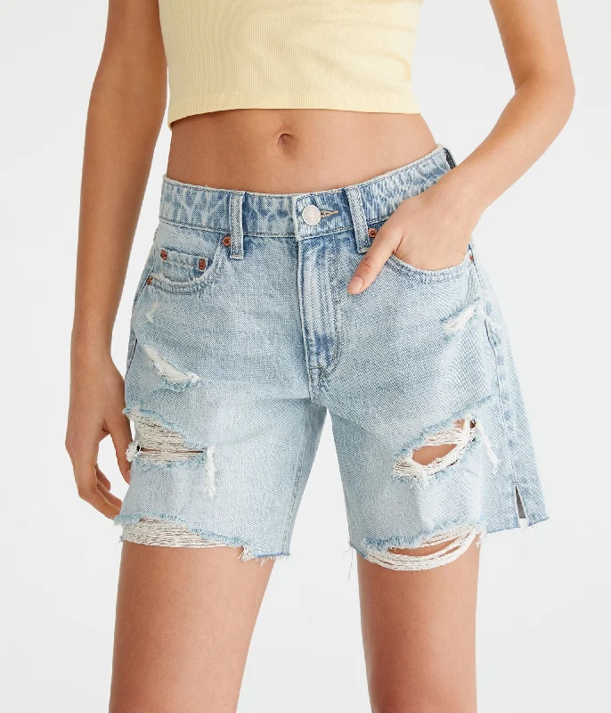 Women's Effortless Casual Outfit Aeropostale Low-Rise Baggy Denim Shorts