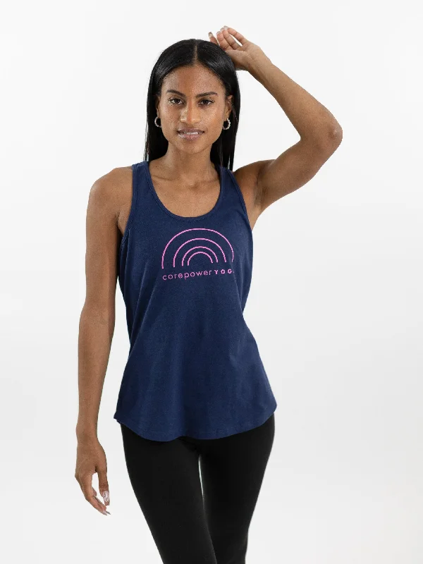 Women's Athletic Apparel CorePower Yoga Pink Rainbow Racerback - FINAL SALE