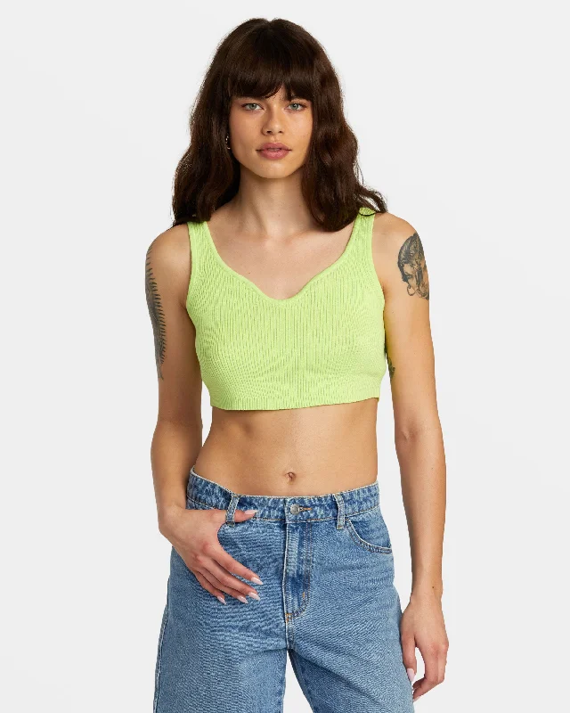 Unleash Your Style Selects Roundabout Sweater Tank V-Neck Sweater - Neon Green