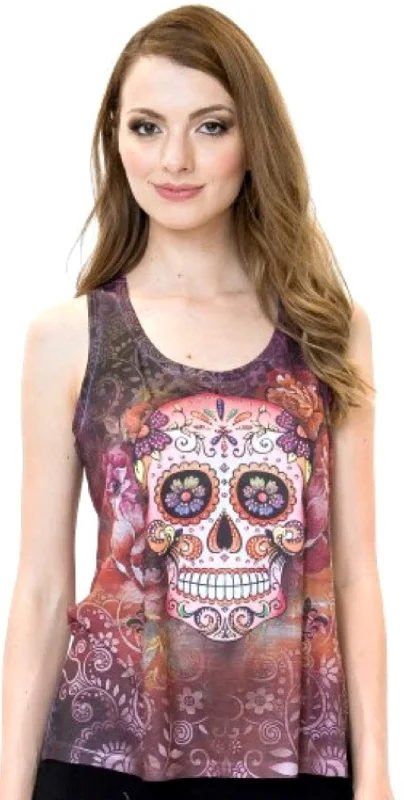 Women's Clothes And Garments Sugar Skull Racerback Tank Top