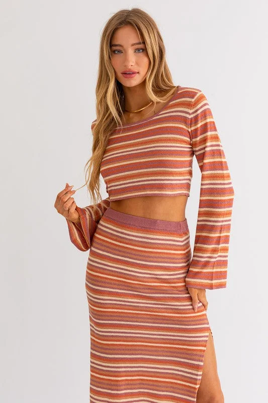 Fast Fashion Favorites In My Vintage Era Striped Long Sleeve Crop Top - Final Sale