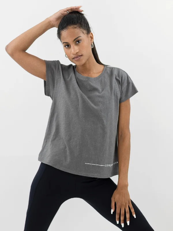 Women's Elegant Garments CorePower Yoga Charcoal Boxy Tee - FINAL SALE