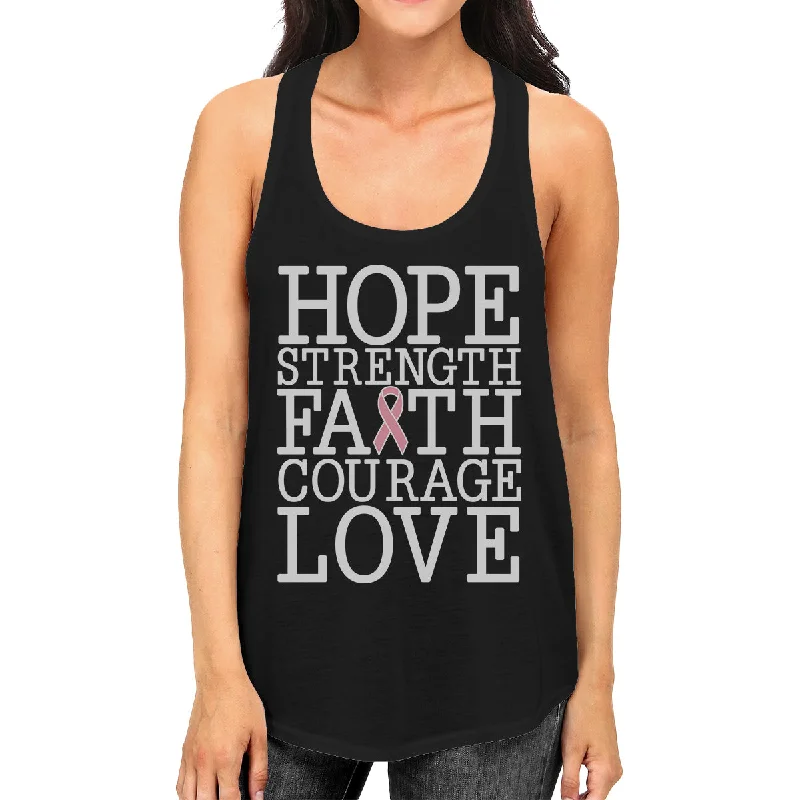 Premium Style Offers Hope Strength Faith Courage Love Breast Cancer Womens Black Tank Top