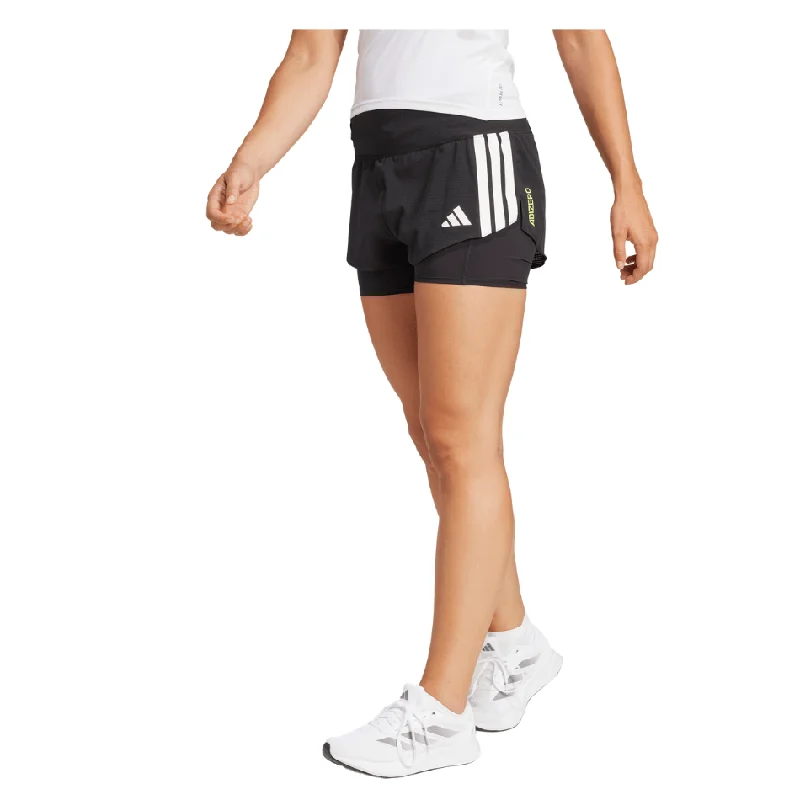 New Styles Just In Adidas Women's Adizero 2 in 1 shorts in Black SS25