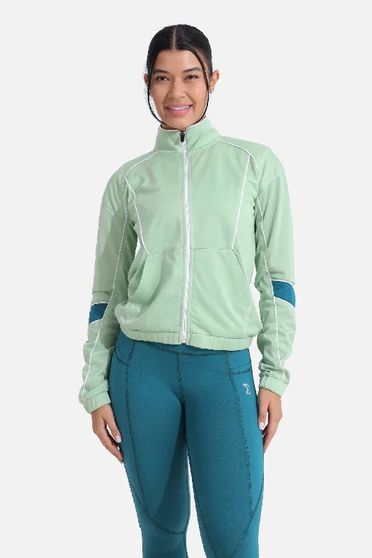 Plus-Size Women's Clothing Quiet Green Tracksuit Jacket