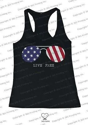 Women's Everyday Clothes Red White and Blue Collection - Live Free Sunglasses Women's Tank Top