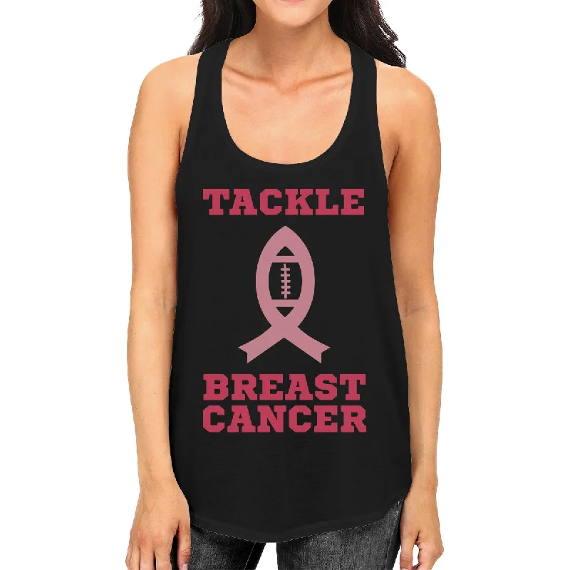 Classy Style Discounts Tackle Breast Cancer Football Womens Black Tank Top