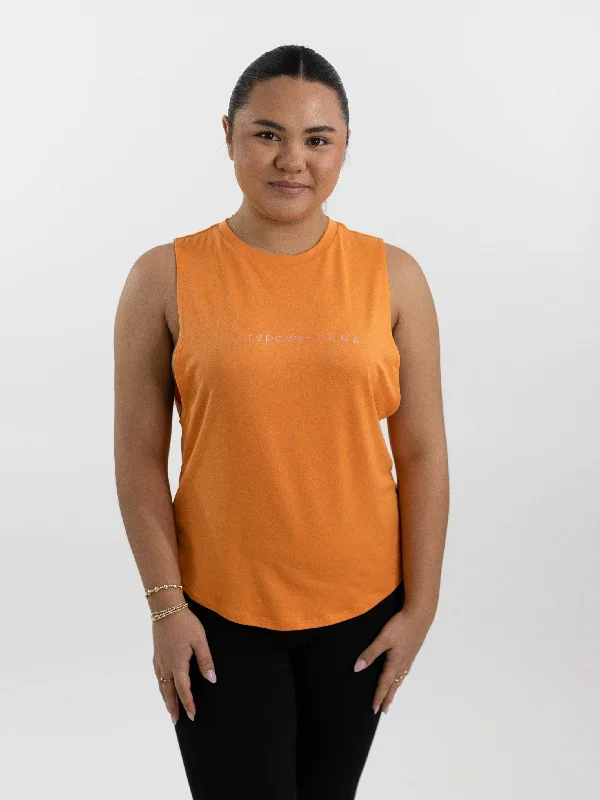 Women's Chic Outerwear Garments CorePower Yoga Drop Muscle Orange Tank - FINAL SALE