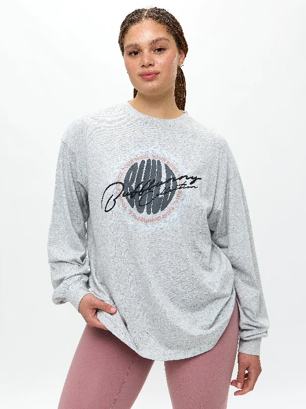 Women's Stylish Professional Garments Build Long Sleeve Tee - Heather Grey