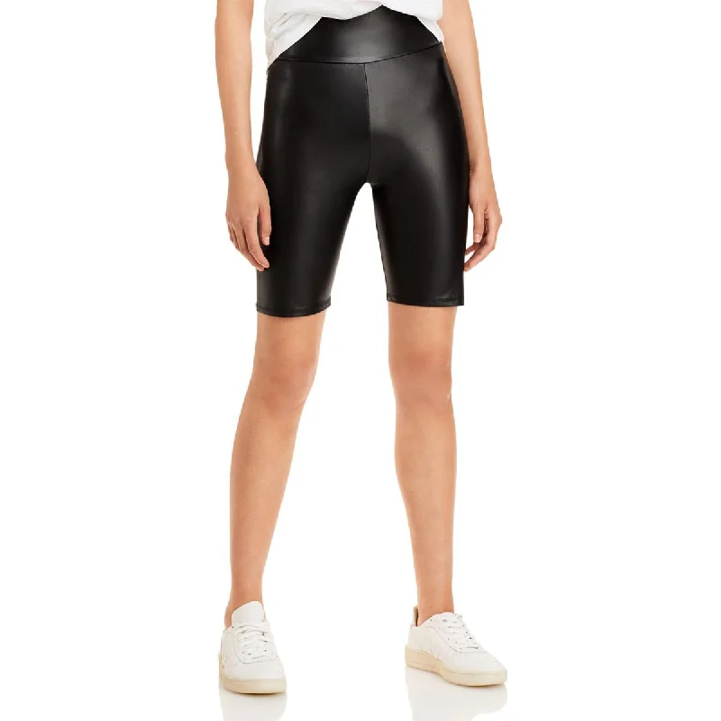 Chic & Cozy Collection Womens Faux Leather Pull On Bike Shorts