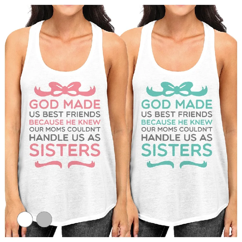 Women's Transitional Clothes God Made Us Best Friend Gift Shirts Womens Cute Graphic Tank Tops