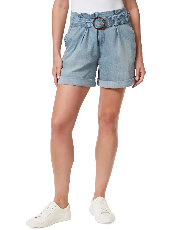 Women's Vintage Attire Womens Denim Pleated High-Waist Shorts