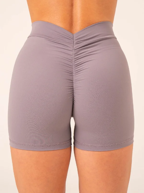 Comfortable Women's Apparel NKD V Scrunch Shorts - Charcoal