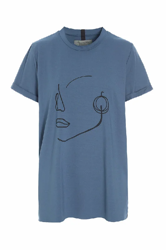 Women's Stylish Professional Apparel T-SHIRT FACE IT - 96089 - DUSTY BLUE