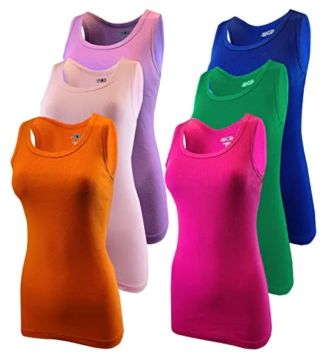 Absurdly Cheap Sale Women's  Ribbed Tank Tops | Sleeveless  Colorful (6 Pack )