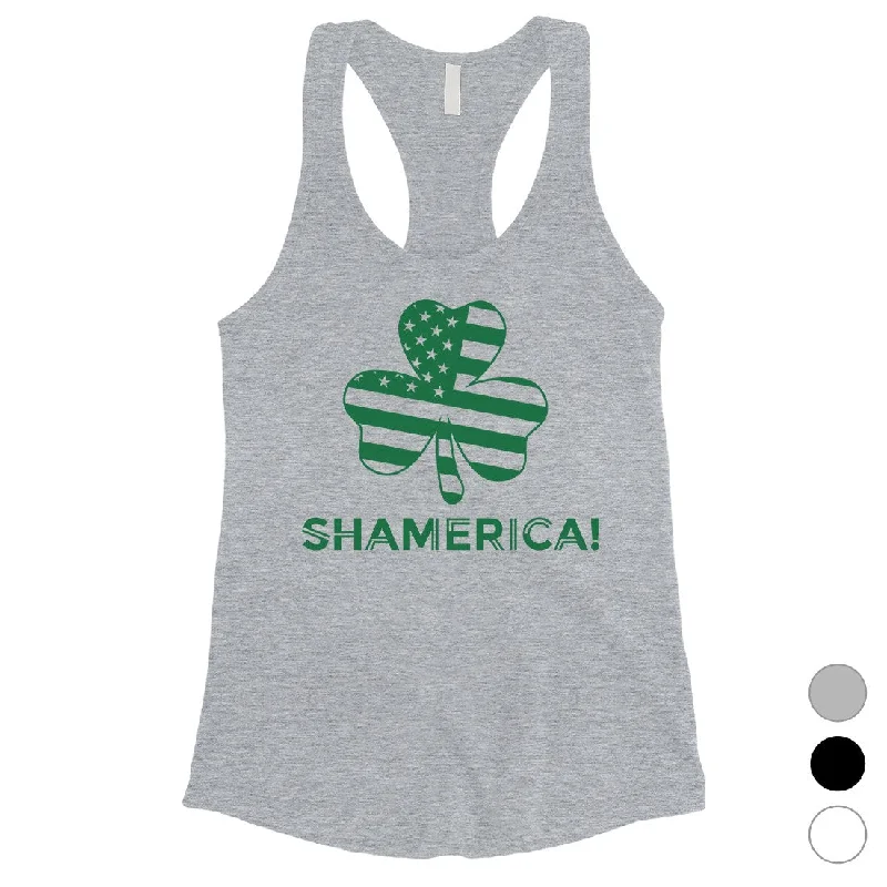 Chic Trends Unveiled Shamerica Flag Womens Tank Top Cute St Paddy's Day Shirt