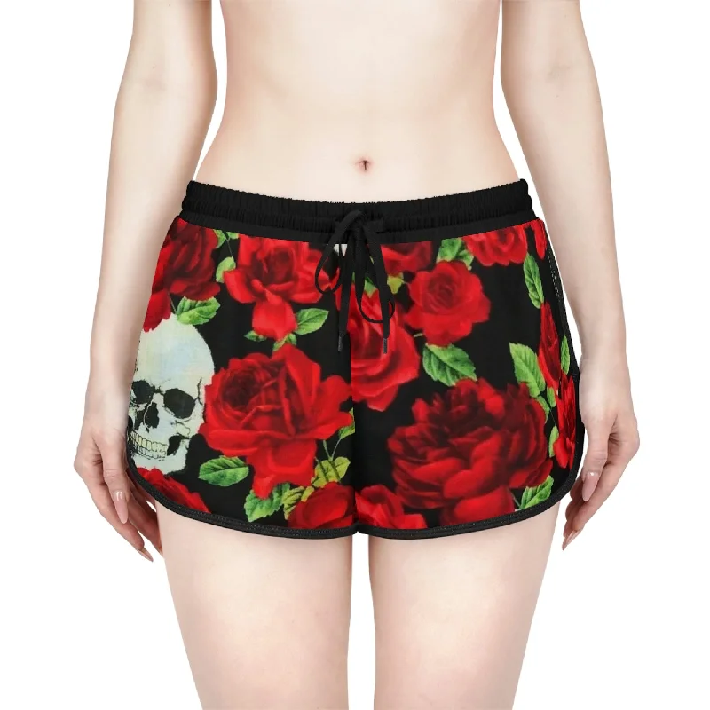 New Arrivals Women's Skull Rose Print Drawstring Shorts