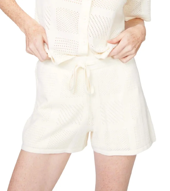 Women's Comfy Attire For Lounging Crochet Knit Easy Short In Off White