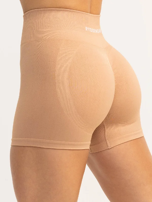 Women's Active Garments For Workouts Lift 2.0 BBL Seamless Shorts - Tan