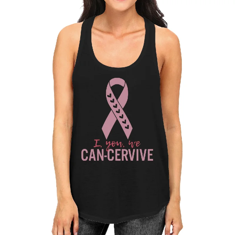 Athleisure Style Sale I You We Can-Cervive Breast Cancer Womens Black Tank Top