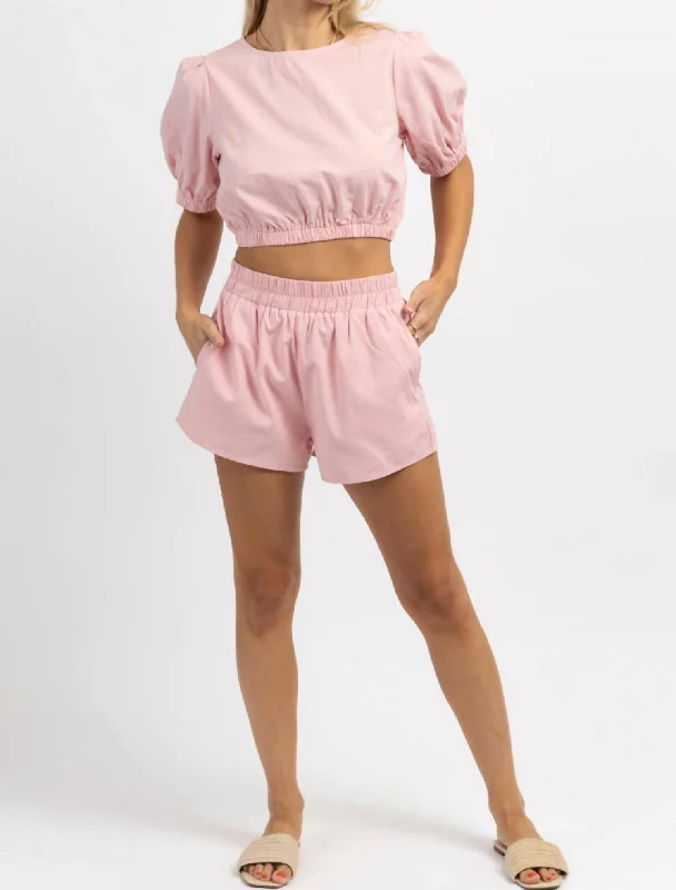 Buy More, Save More Barcelona Linen Short Set In Pink