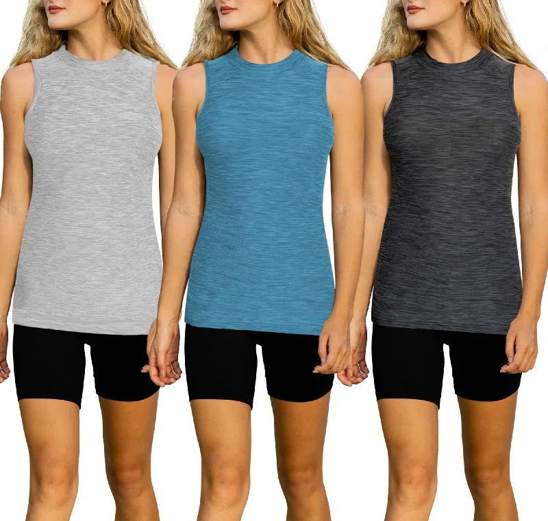 Browse Our Top Products Mock Neck Tank Tops | Everyday Quick-dry Yoga | Womens (3 Pack)